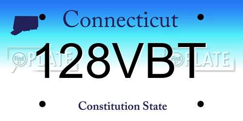 128VBT Connecticut License Plate