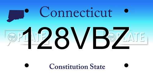 128VBZ Connecticut License Plate