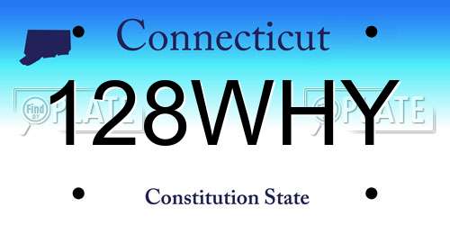128WHY Connecticut License Plate