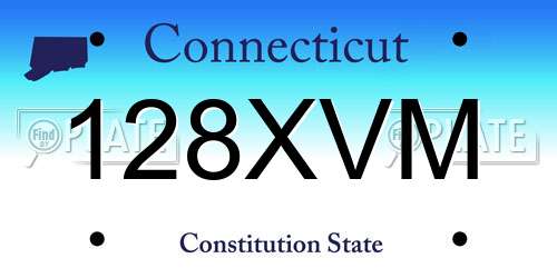 128XVM Connecticut License Plate