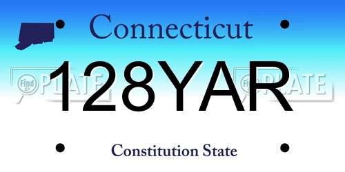 128YAR Connecticut License Plate