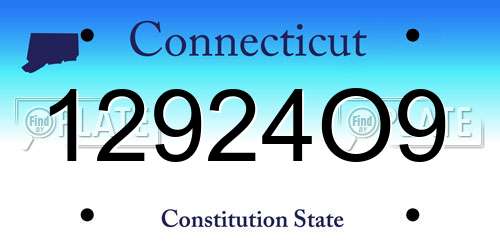 12924O9 Connecticut License Plate