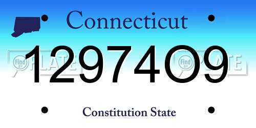 12974O9 Connecticut License Plate