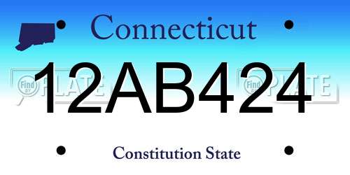 12AB424 Connecticut License Plate