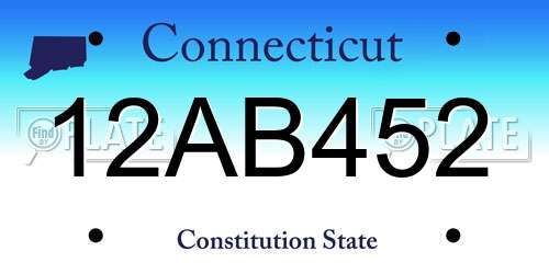 12AB452 Connecticut License Plate