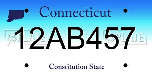 12AB457 Connecticut License Plate