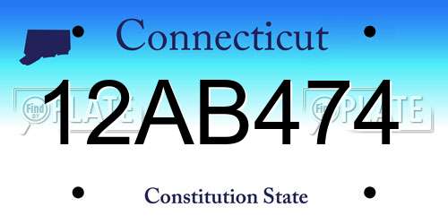 12AB474 Connecticut License Plate