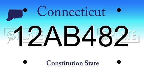 12AB482 Connecticut License Plate