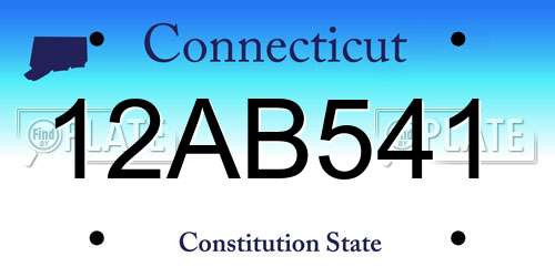 12AB541 Connecticut License Plate
