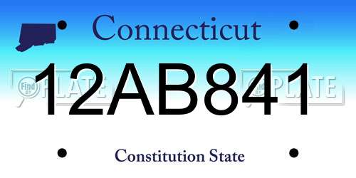 12AB841 Connecticut License Plate