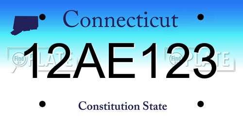 12AE123 Connecticut License Plate