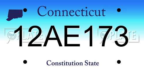 12AE173 Connecticut License Plate