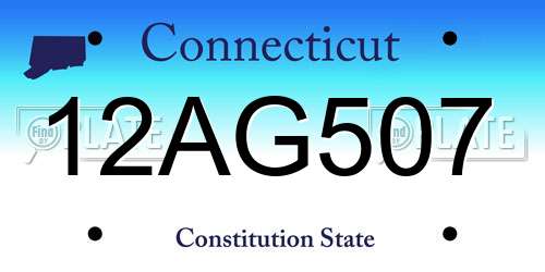 12AG507 Connecticut License Plate