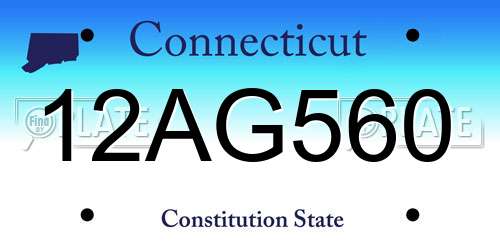 12AG560 Connecticut License Plate