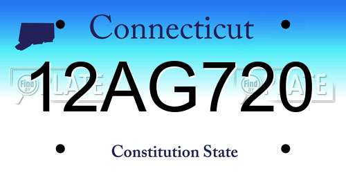 12AG720 Connecticut License Plate