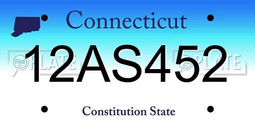12AS452 Connecticut License Plate