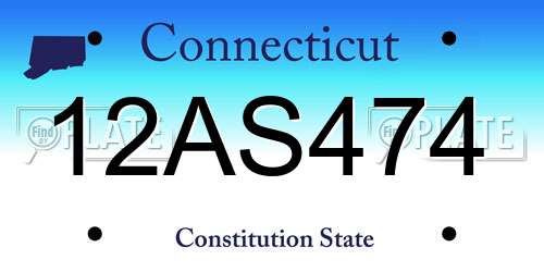 12AS474 Connecticut License Plate