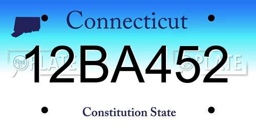 12BA452 Connecticut License Plate