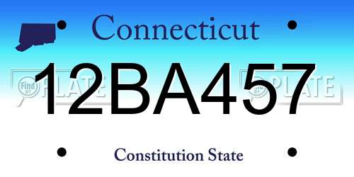 12BA457 Connecticut License Plate