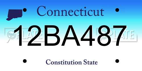 12BA487 Connecticut License Plate