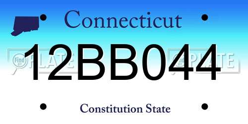 12BB044 Connecticut License Plate