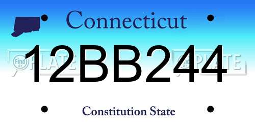 12BB244 Connecticut License Plate