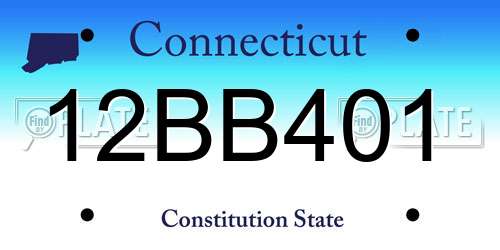 12BB401 Connecticut License Plate