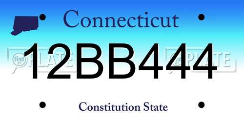 12BB444 Connecticut License Plate