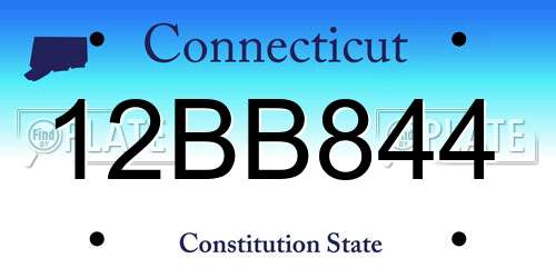 12BB844 Connecticut License Plate