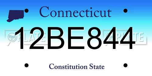 12BE844 Connecticut License Plate