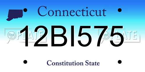12BI575 Connecticut License Plate