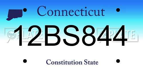 12BS844 Connecticut License Plate
