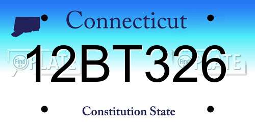12BT326 Connecticut License Plate