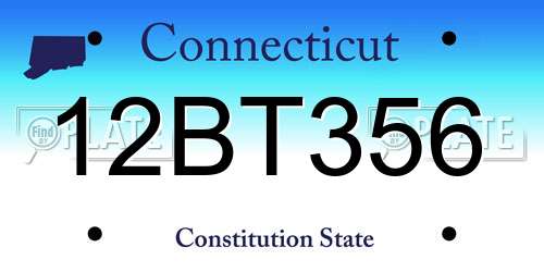 12BT356 Connecticut License Plate