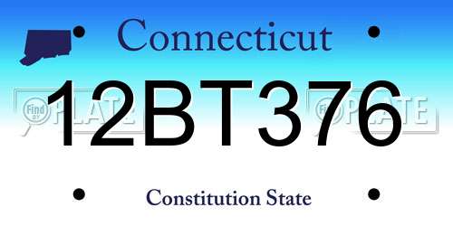 12BT376 Connecticut License Plate