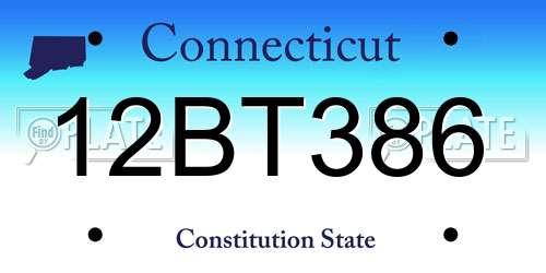12BT386 Connecticut License Plate