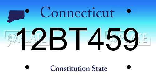 12BT459 Connecticut License Plate