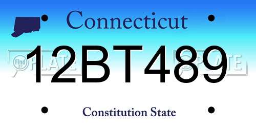 12BT489 Connecticut License Plate