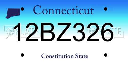 12BZ326 Connecticut License Plate