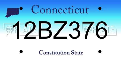 12BZ376 Connecticut License Plate