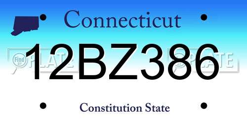 12BZ386 Connecticut License Plate