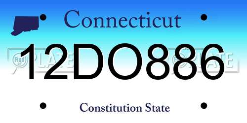 12DO886 Connecticut License Plate