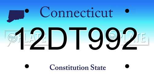 12DT992 Connecticut License Plate