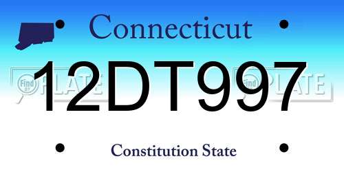 12DT997 Connecticut License Plate