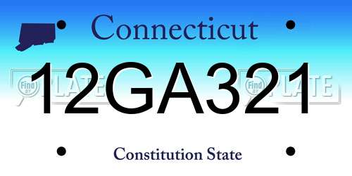 12GA321 Connecticut License Plate