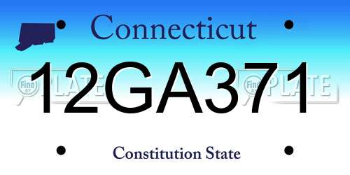 12GA371 Connecticut License Plate