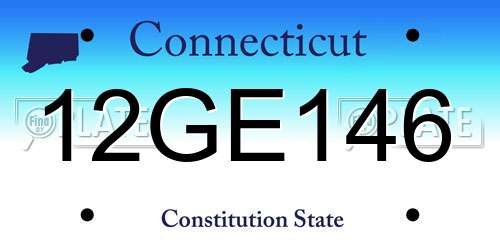 12GE146 Connecticut License Plate
