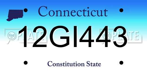 12GI443 Connecticut License Plate