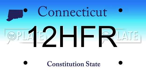 12HFR Connecticut License Plate