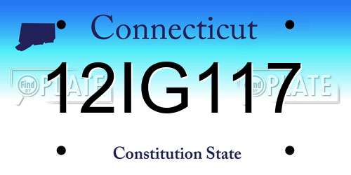 12IG117 Connecticut License Plate